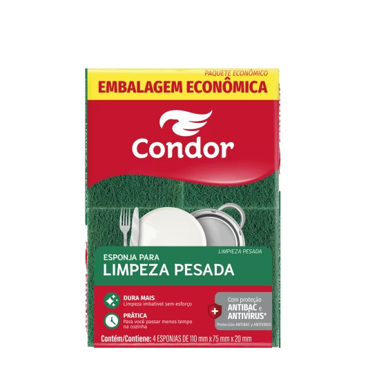 Esponja Multiuso Limpeza Pesada 4Und Condor