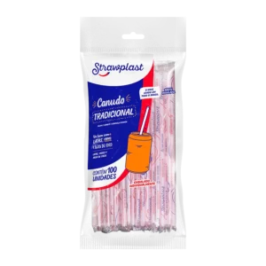Canudo Tradicional 21Cm 100 Und Strawplast