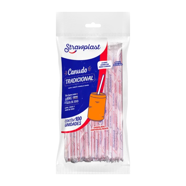 Canudo Tradicional 21Cm 100 Und Strawplast