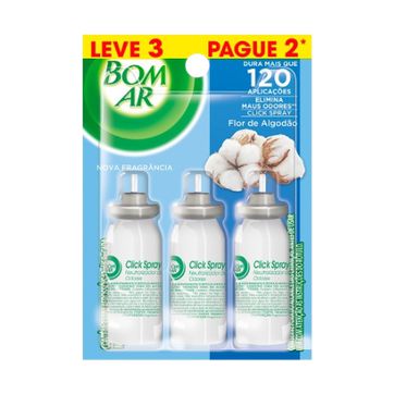 Aromatizador Spray Refil 3Und Flor De Algodao Bom Ar